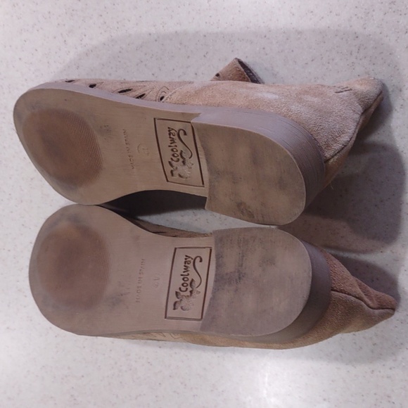 Coolway Tan Nelia Perforated Leather Side Zip Peep Toe Shoes Size 41/US 10 EUC - Picture 12 of 14